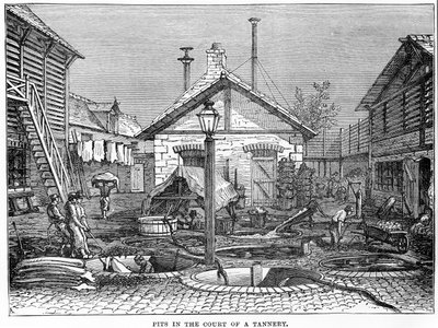 Pits in the Court of a Tannery by English School